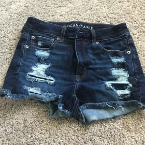American Eagle Hi Rise Shortie Jean Shorts